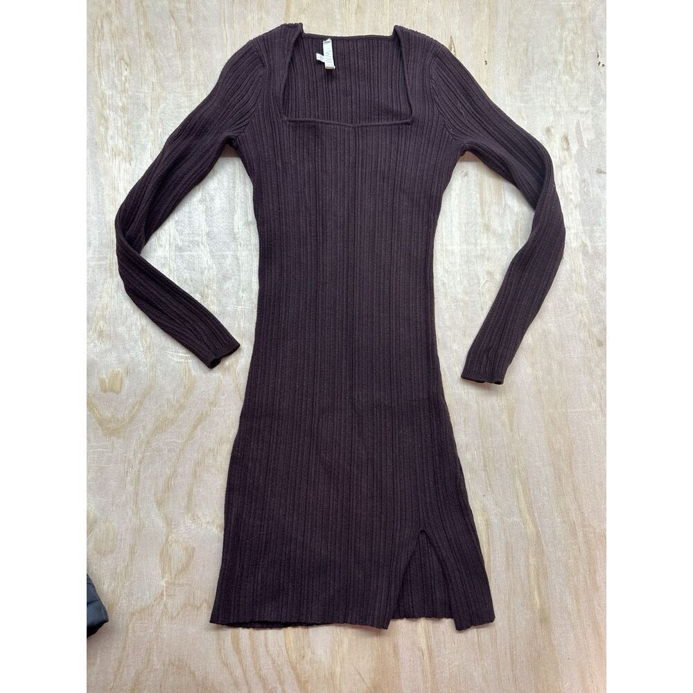 WAYF Women’s Body Con Dress Stretch Knit Sz 8 Long Sleeve Mini
